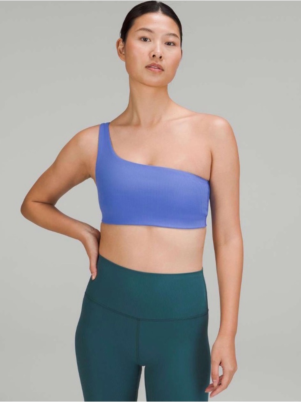 Lululemon Ribbed Nulu Asymmetrical Yoga Bra A/B Cup Size 4 Wild Indigo EUC